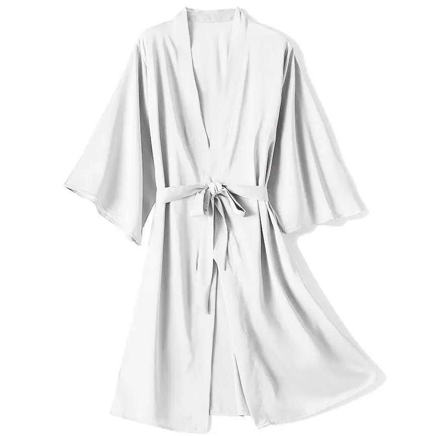 **"Satin Kimono Bathrobe Gown"**  
Embrace your sensual side with Tye Meshun’s satin kimono bathrobe. Silky, sleek, and irresistibly alluring, it drapes perfectly over your favorite lingerie, transforming every evening into