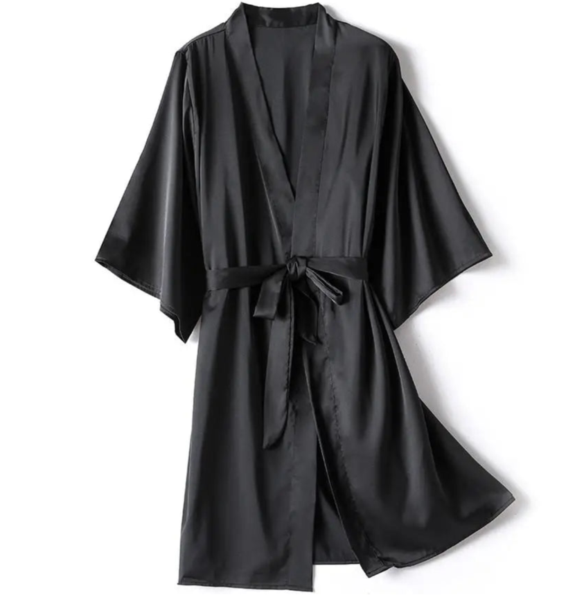 **"Satin Kimono Bathrobe Gown"**  
Embrace your sensual side with Tye Meshun’s satin kimono bathrobe. Silky, sleek, and irresistibly alluring, it drapes perfectly over your favorite lingerie, transforming every evening into