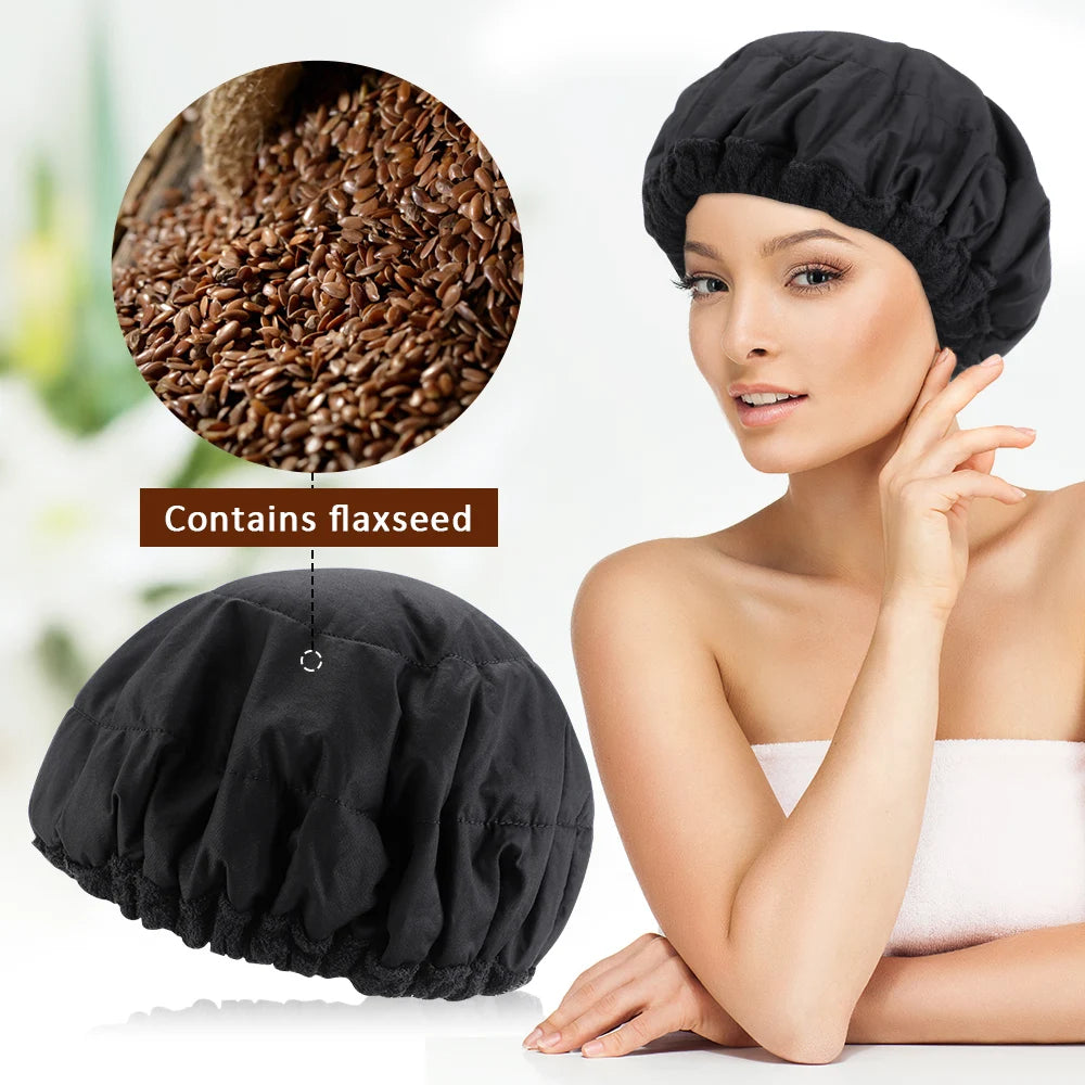 "✨ Flaxseed Microwave Hair Care Cap: Wireless Thermal Steamer for Deep Conditioning! Perfect for oil treatments, repair, and nourishment – bring salon-quality hair care to your home effortlessly! 💆‍♀️"