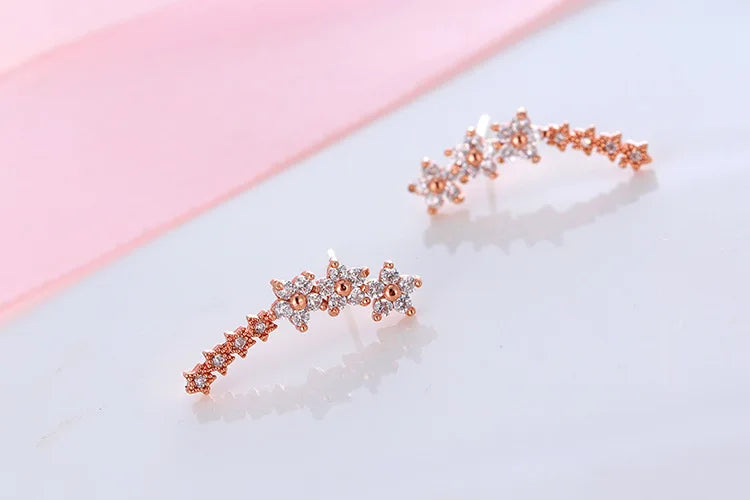 Star Zircon Sterling Silver Earrings - Radiant & Elegant | Tye Meshun's Boutique