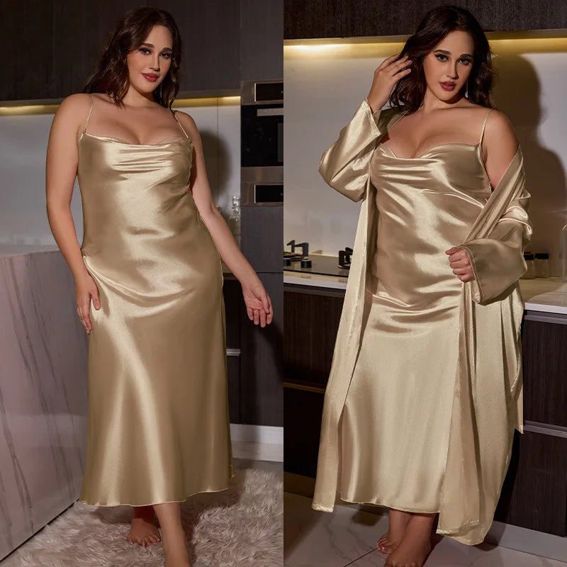 **"Women's Pink Satin Wedding Robe"**  
Wrap yourself in romance with Tye Meshun's elegant satin long robe. Perfect for brides, plus-size silhouettes, or casual loungewear, this kimono-inspired gown exudes effortless glamour.