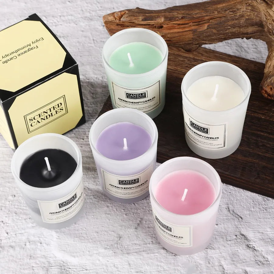 50g Three-Color Glass Aromatherapy Candle | Soy Wax & Smokeless Design