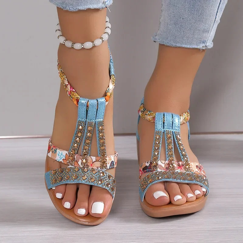 **"Women's Bohemian Rhinestone Wedge Sandals"**  
Turn heads with Tye Meshun's flirty rhinestone wedge sandals! These playful platforms sparkle with boho charm, offering cushioned comfort and a breezy peep-toe design. Slip th