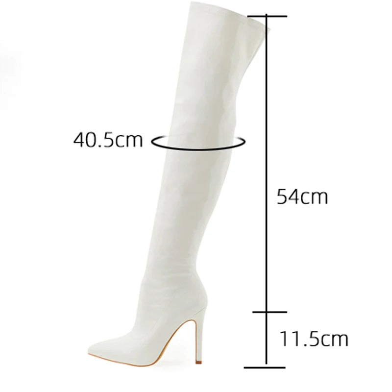 Elevate your style with these sexy over-the-knee boots featuring elegant stiletto heels and a sleek pointed toe design. Perfect for adding a touch of sophistication to any outfit!