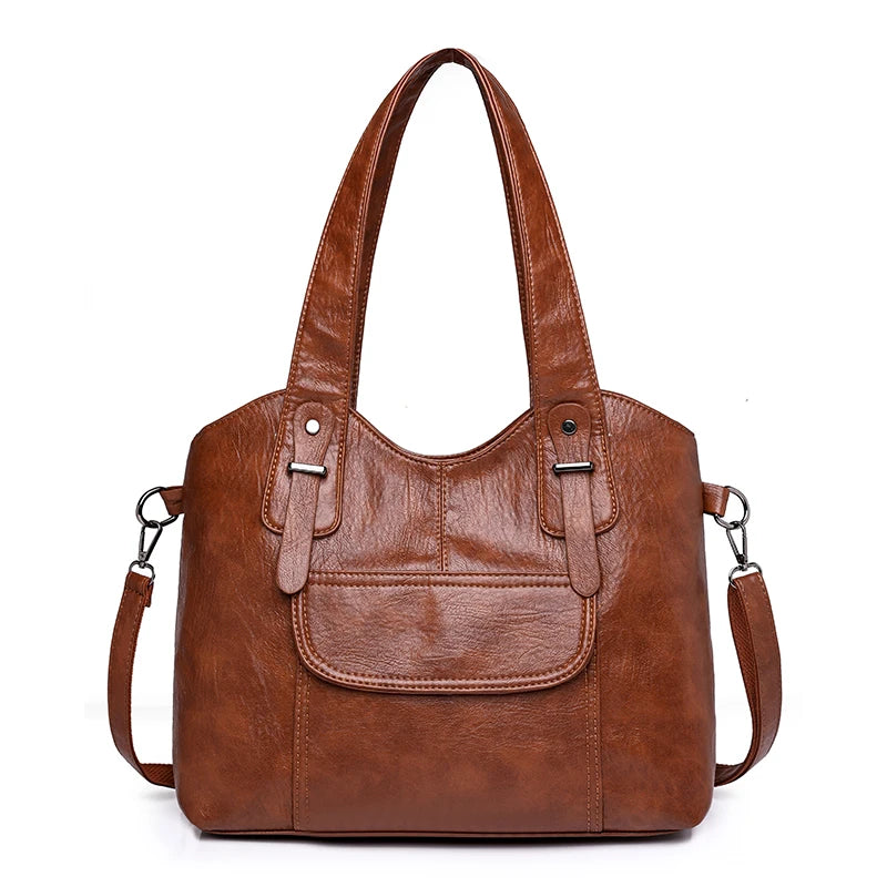 Luxury Soft Leather Handbag – Elegant & Spacious Shoulder Bag