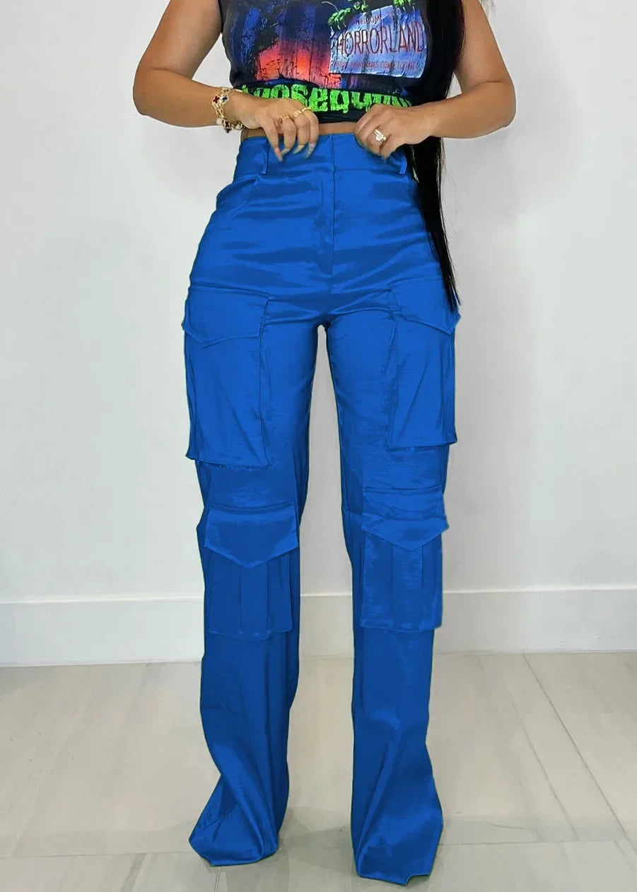 High Waist Cargo Pants | Women's Multi-Pocket Streetwear Overalls