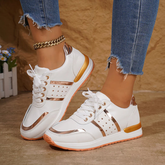 Discover the 2024 trend: Women's Lace-Up Platform Casual Sport Shoes. Fashion-forward, lightweight, and perfect for outdoor running, these sneakers are the epitome of style and comfort.