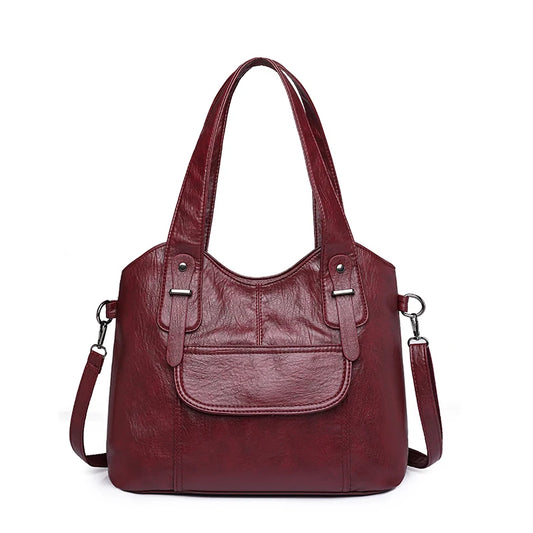 Luxury Soft Leather Handbag – Elegant & Spacious Shoulder Bag