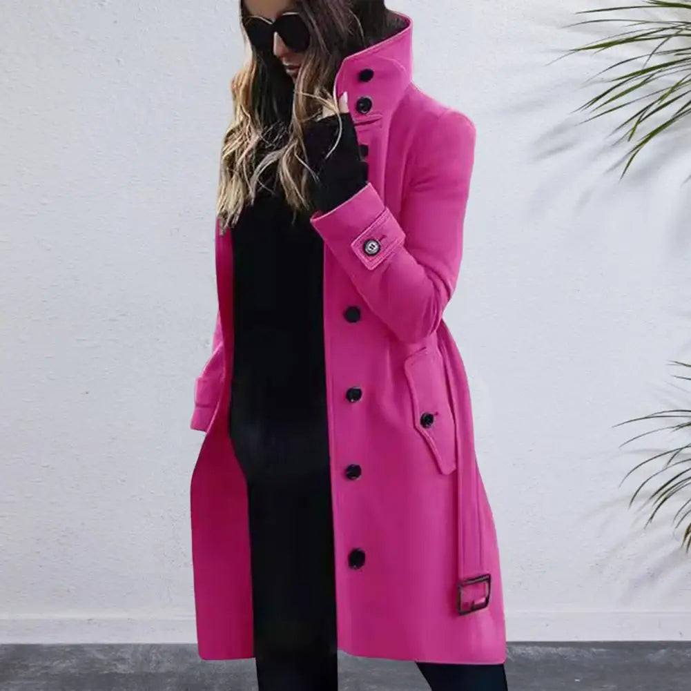 **"Elegant Woolen Coat with High Collar and Belt"**  
Elevate your wardrobe with Tye Meshun's luxurious woolen coat. Crafted for sophistication and comfort, this loose-fit design features a structured high collar, tailored be