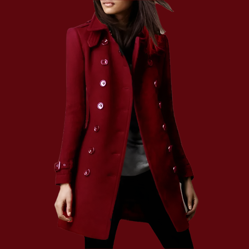 Discover the chic Autumn-Winter woolen jacket coat for women, featuring a stylish turn-down neck, long sleeves, and a double-breasted design for a fashionably loose fit.