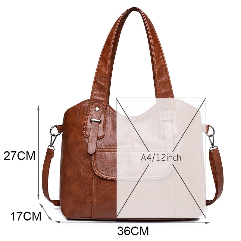 Luxury Soft Leather Handbag – Elegant & Spacious Shoulder Bag