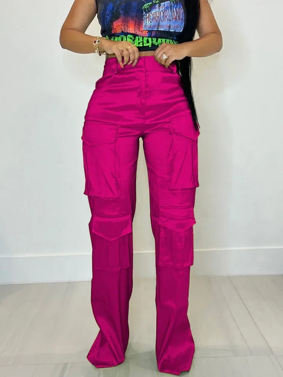 High Waist Cargo Pants | Women's Multi-Pocket Streetwear Overalls