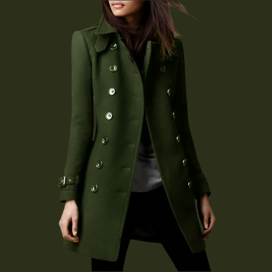 Discover the chic Autumn-Winter woolen jacket coat for women, featuring a stylish turn-down neck, long sleeves, and a double-breasted design for a fashionably loose fit.