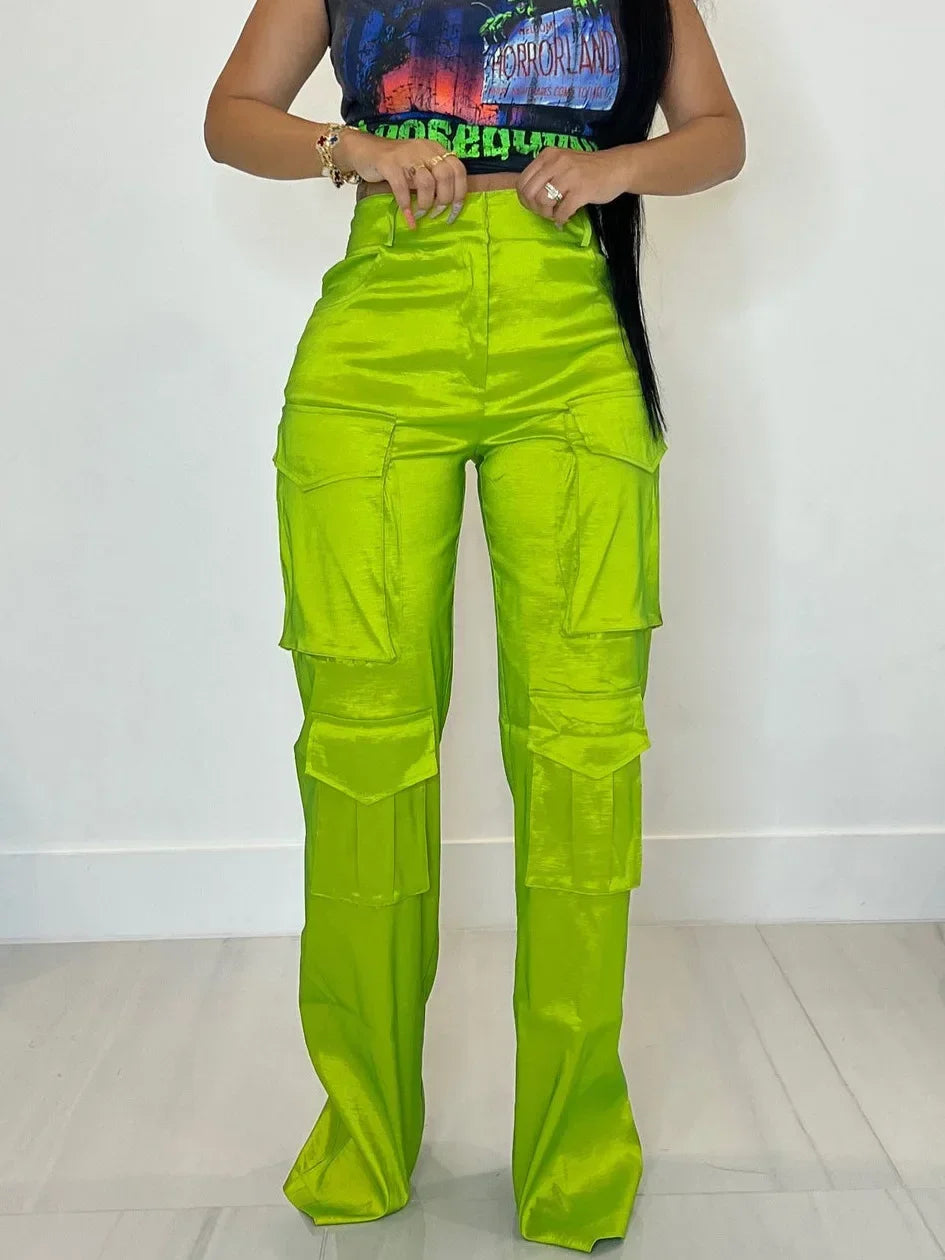 High Waist Cargo Pants | Women's Multi-Pocket Streetwear Overalls