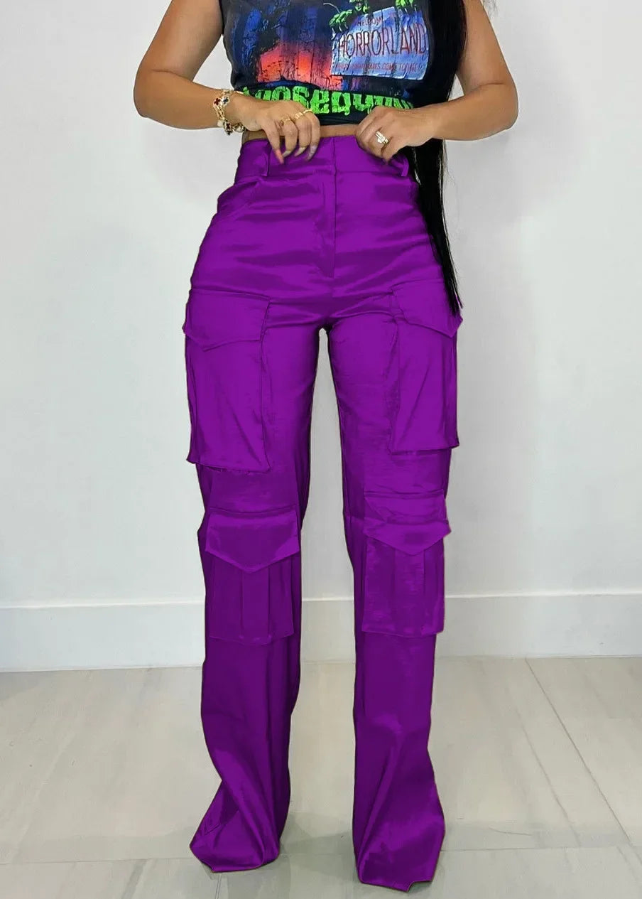 High Waist Cargo Pants | Women's Multi-Pocket Streetwear Overalls