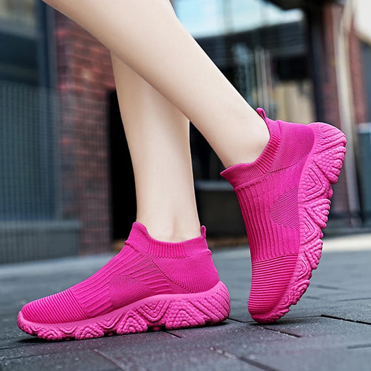 Discover the comfort and style of women's knit sock sneakers, the perfect slip-on shoes for any woman on the go!