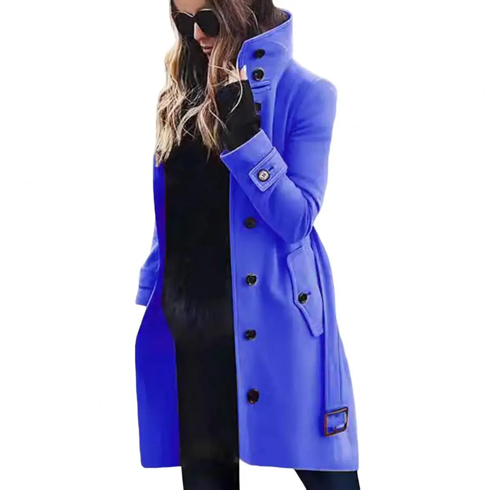 **"Elegant Woolen Coat with High Collar and Belt"**  
Elevate your wardrobe with Tye Meshun's luxurious woolen coat. Crafted for sophistication and comfort, this loose-fit design features a structured high collar, tailored be